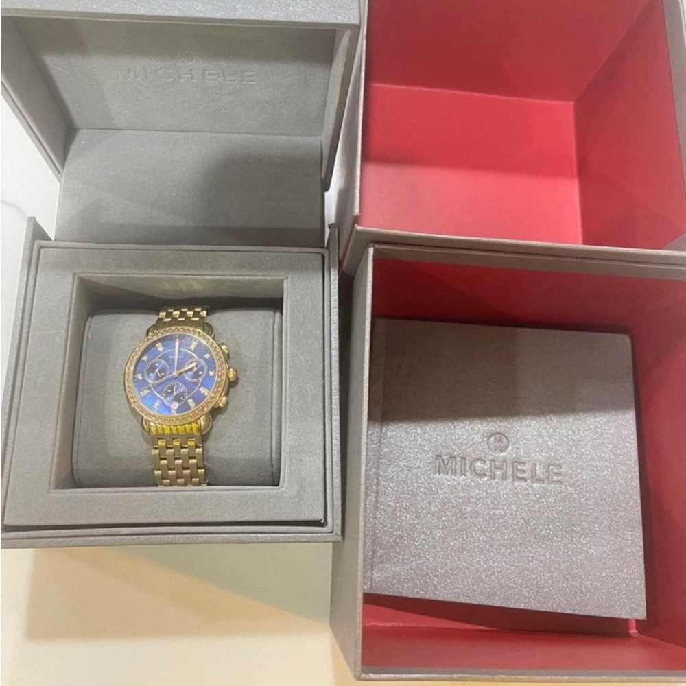 MICHELE
Sidney Diamond Watch Yellow gold-tone stainless steel 38mm watch.